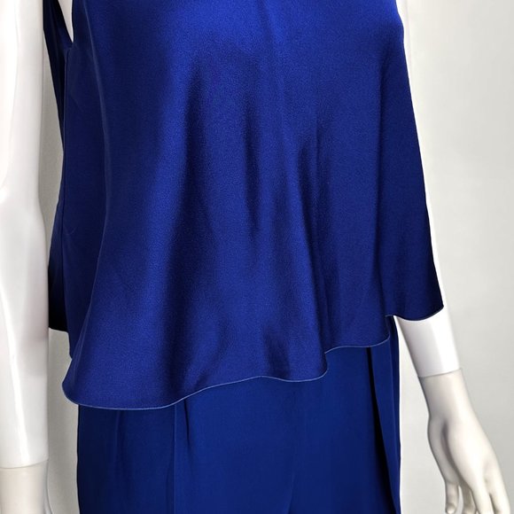 Max Mara Sleeveless Layered Pleated Tapered Leg Jumpsuit in Royal Blue Size 4 - Picture 6 of 16